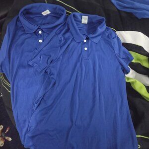 Pair of Hanes Cool Dri Royal Blue Polo Size Large